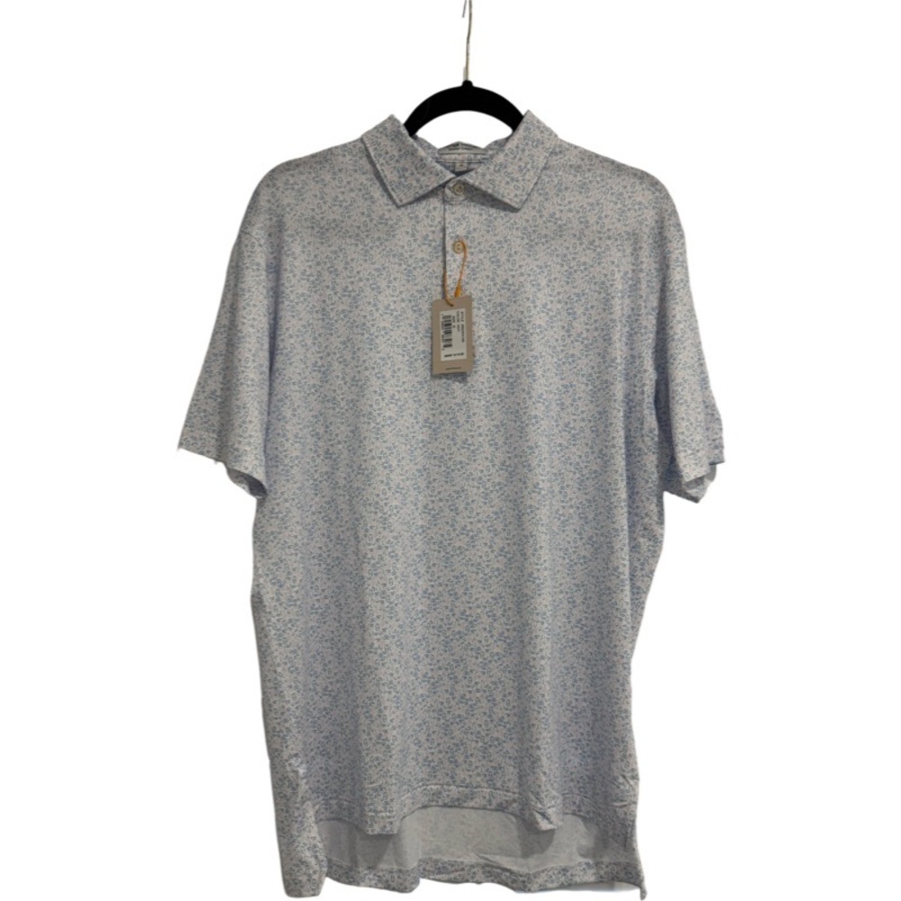 Peter Millar Blue and White Polo Shirt Relaxed Fit